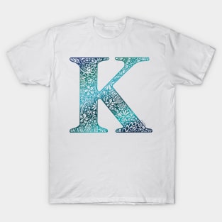 Floral Letter K - Dusk, capital letter T-Shirt